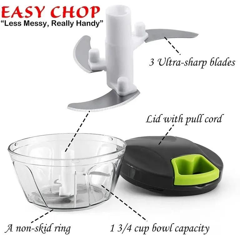 Manual Food Chopper 500ml Hand Pull Vegetable Cutter Garlic Onion Mincer Food Processor Stainless Steel Blades Easy Clean Kitchen Tool